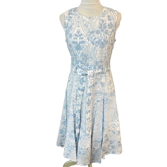 Calvin Klein Dresses & Skirts - Calvin Klein White and Light Blue Lace Midi Dress